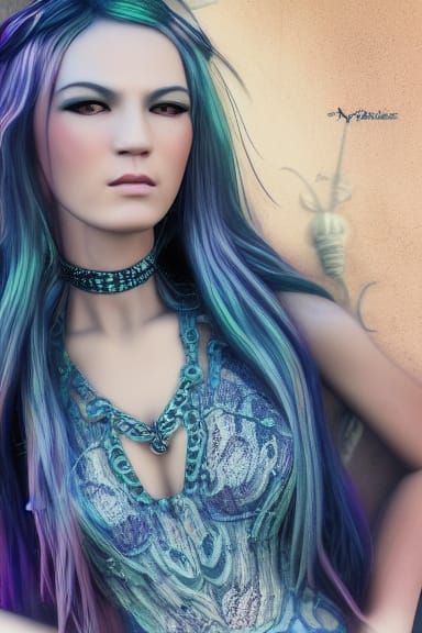 Alien Shaman in Detailed Dress, Digital Photo