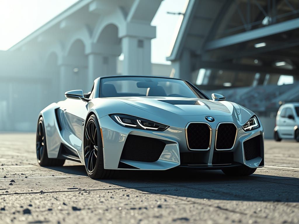 Surreal Futuristic Racing Car in Polished Metal