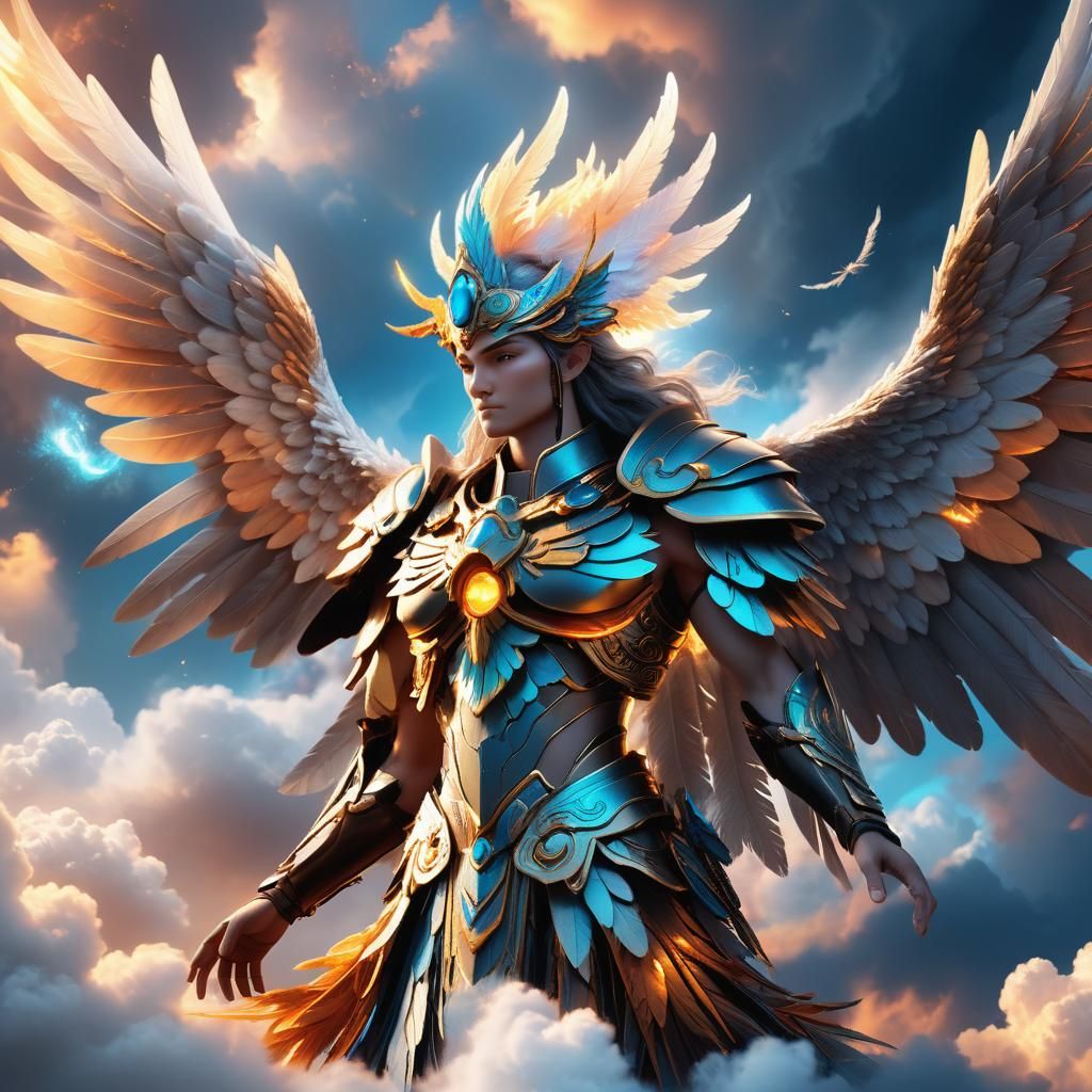 She is Celestial Guardian with wings spanning #fantasy #surreal 