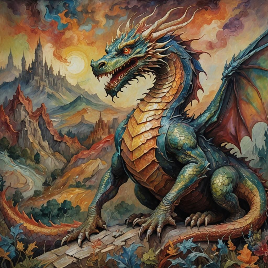 Drago Mrago SemiGULAGo 
Dragon by James Ensor and Filippo Lippi  by @Igor_Ch