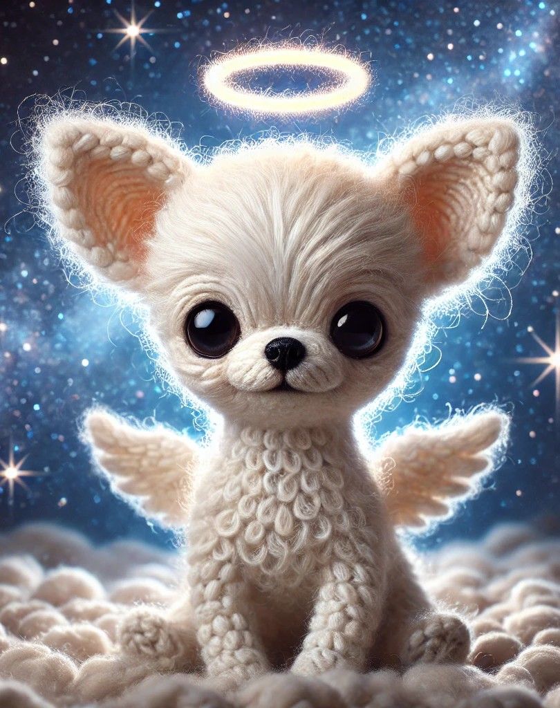 Puppy amigurumi Chihuahua with halo