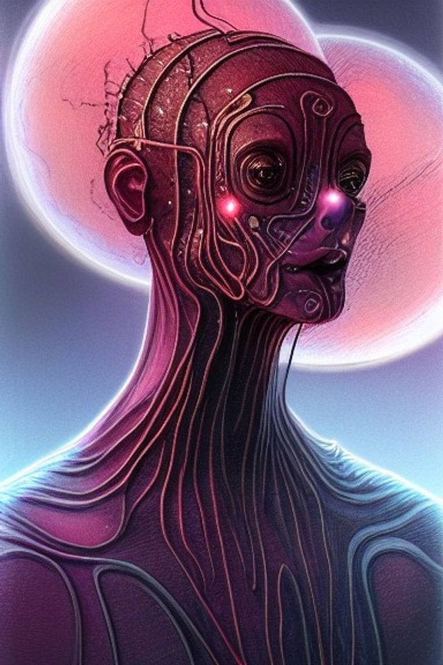 Detailed Science Fiction Art Character, Luminous Frightening, Powerful 