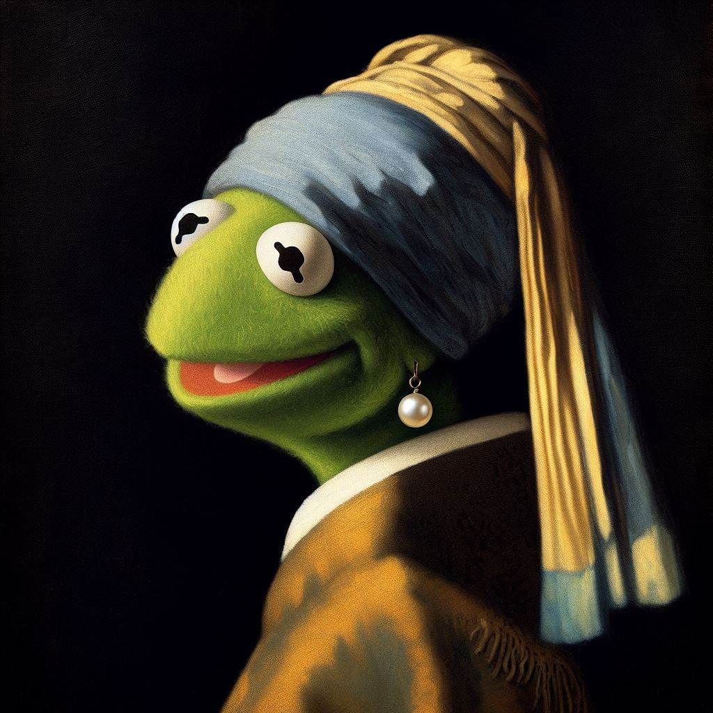 'Kermit with a pearl earring' by Johannes Vermeer