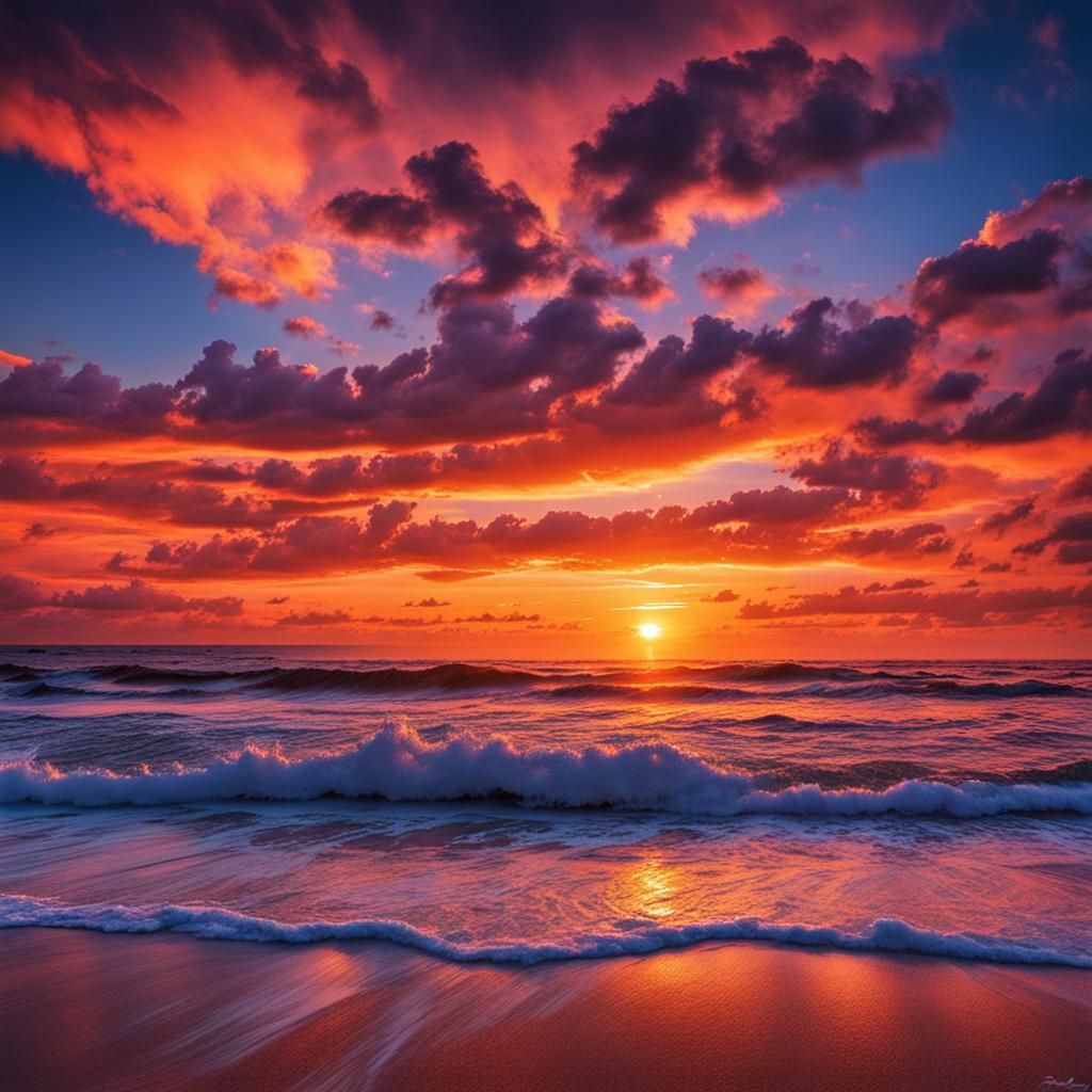 Stunning Beach Sunset  by @kk