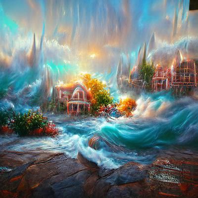 maddening ocean waves storm glowing reflections lightening b...