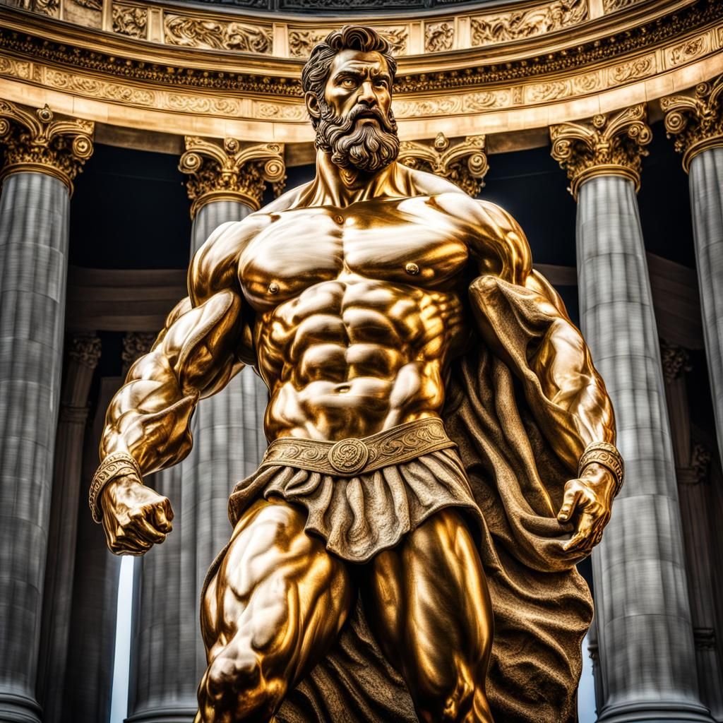 A solid gold statue of Hercules - AI Generated Artwork - NightCafe Creator