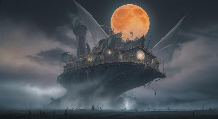 airship final fantasy box art style sky still-motion effect time ...