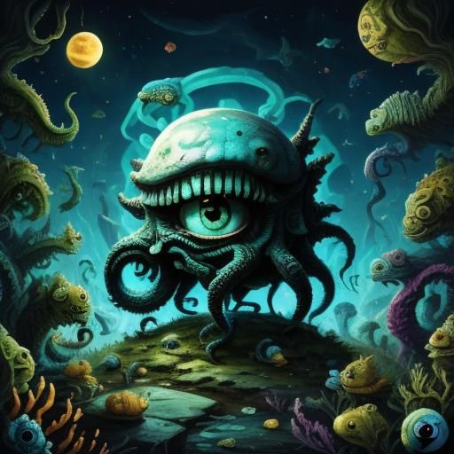 <lora:Sons of Chaos:1.0> Run with the fun eldritch god