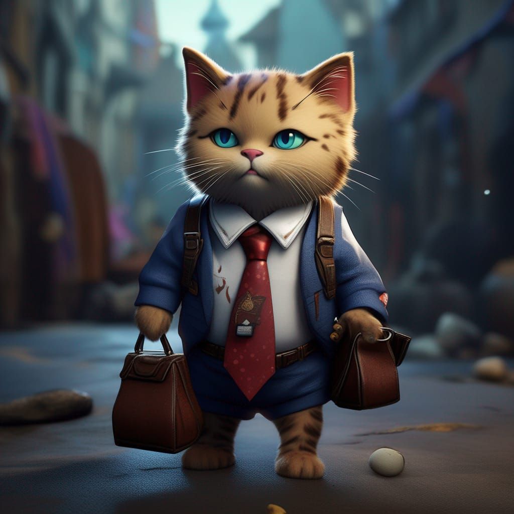 Cat going to work
