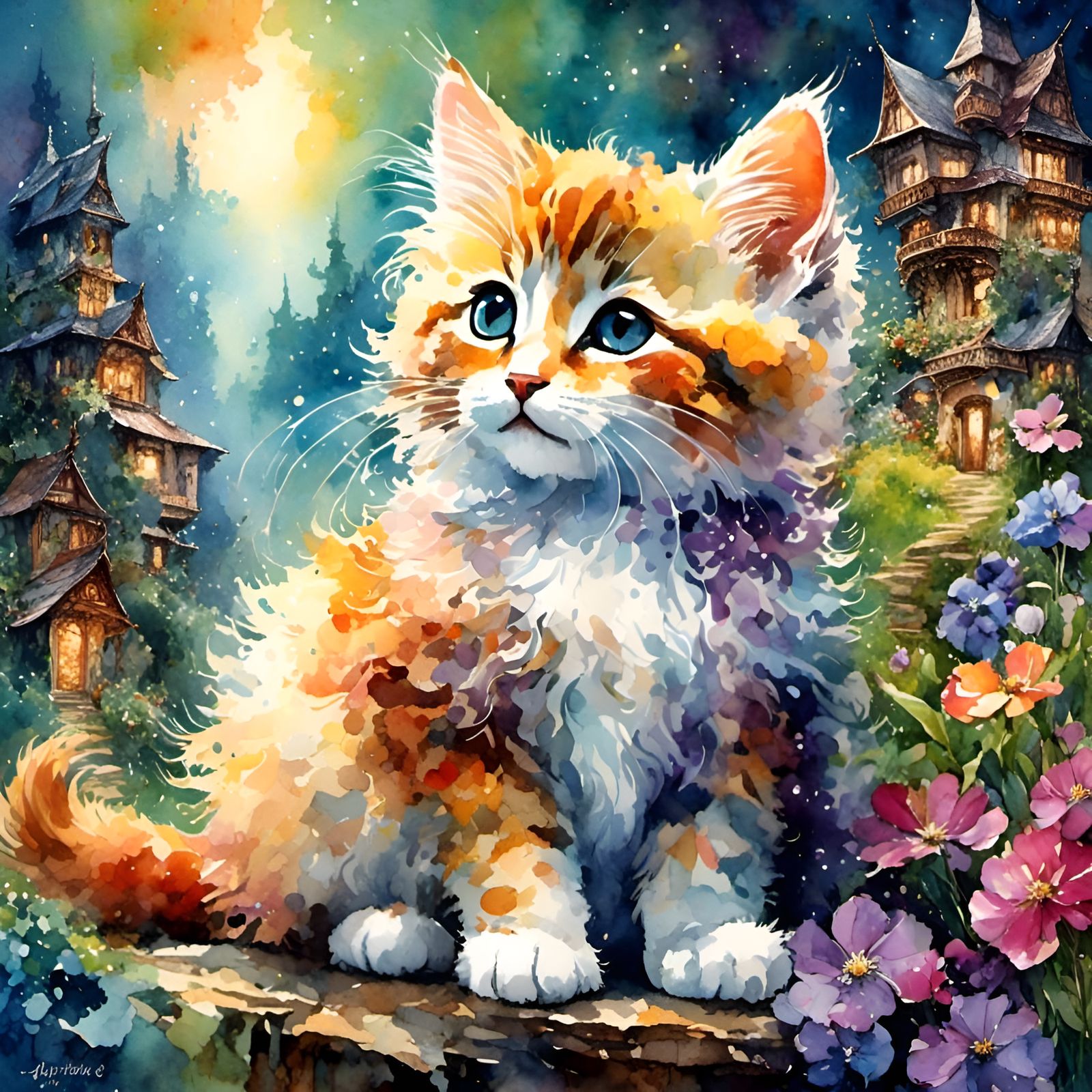 Training model,  splashy Watercolour 