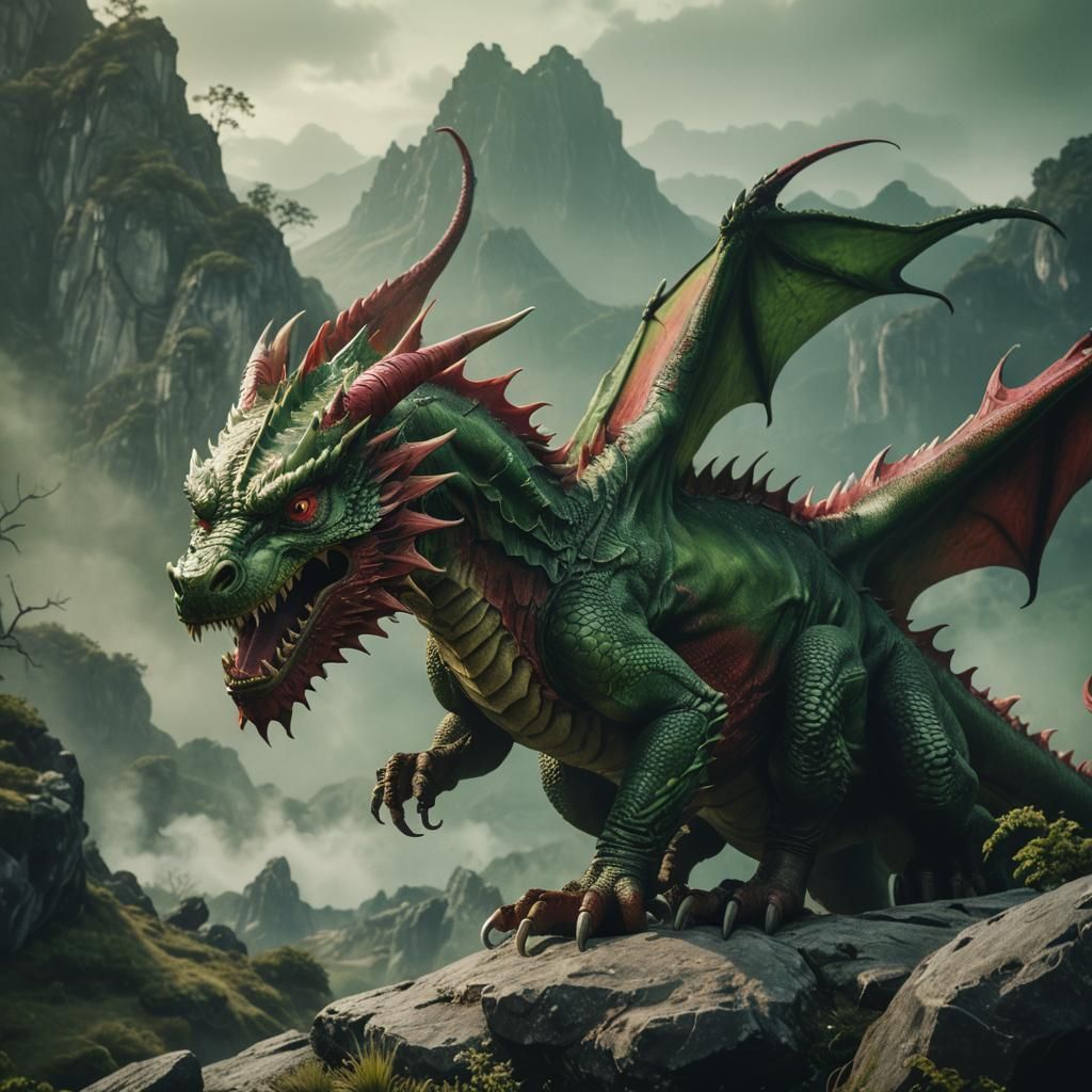 red and green dragon