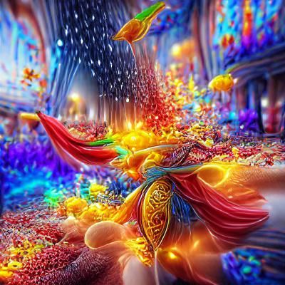 Cinematic view of an unlimited magical flash beautiful detai...