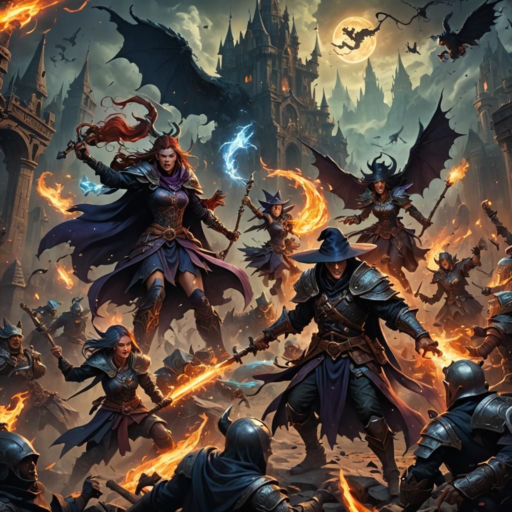Cover art for a book about a battle between Elementals and Witches