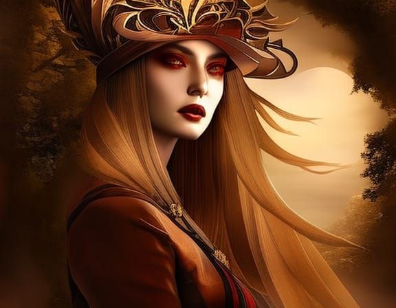 Gothic Vampire with Jeweled Glasses in Steampunk Anime Style