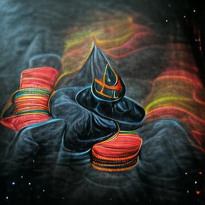 Rajneeshpuram; watercolors on black paper