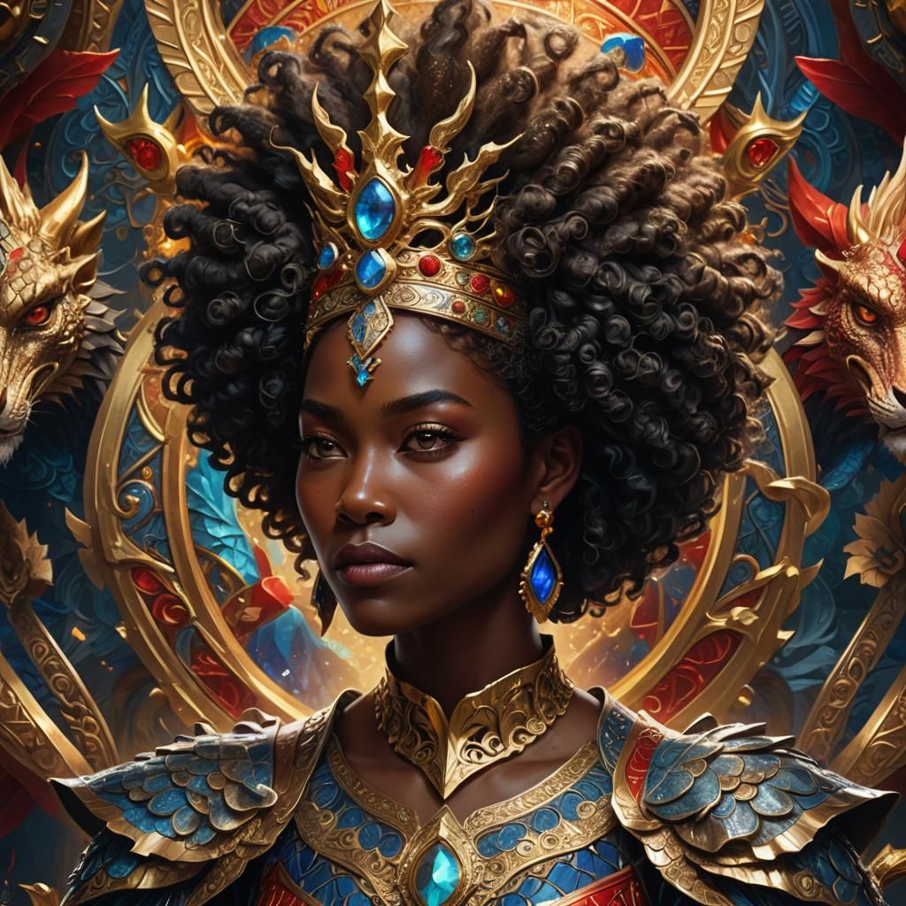 Regal Queen with Dragon: Hyperrealistic Digital Art