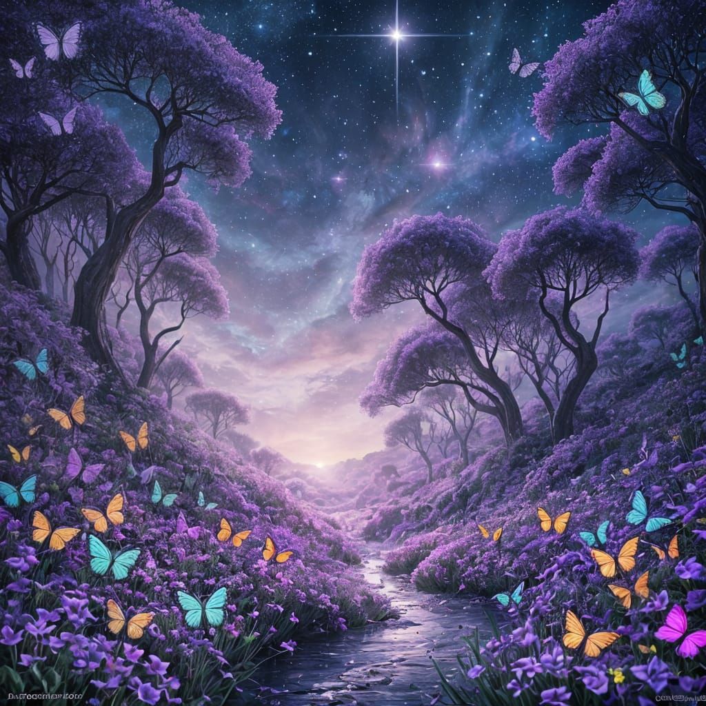 A majestic, ethereal being composed of swirling musical notes and cosmic dust, floating in a serene, otherworldly void. The being is surroun...