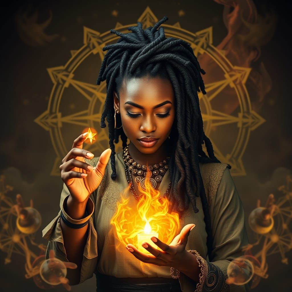 Mystical African Woman Wields Ancient Magic with Alchemical ...
