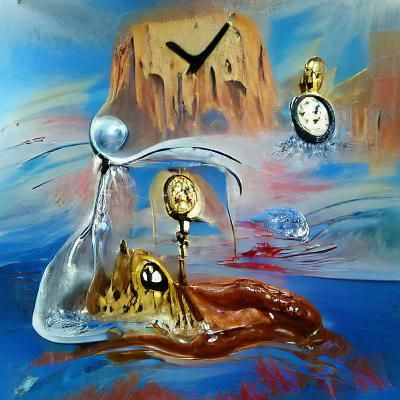 acrylic art Dali melting time dripping clocks dreamworld