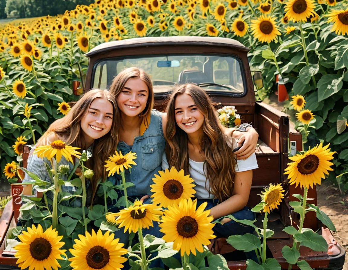 Sunflower and Heart Emoji Digital Art