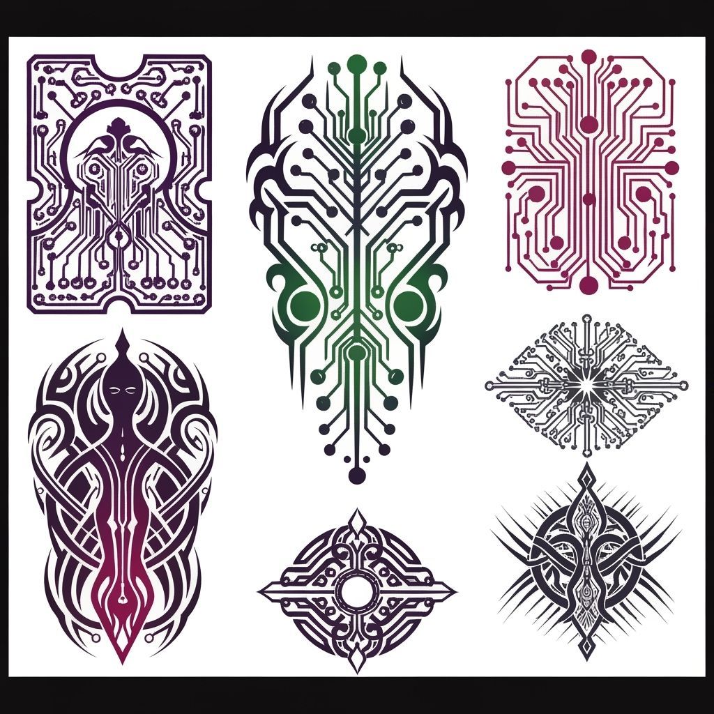 Cyberpunk tribal tattoos  by @ArtByAj