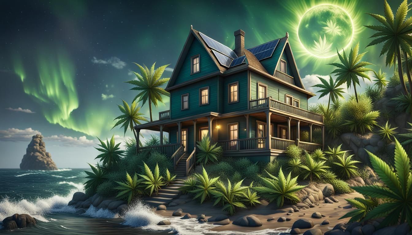 house next to the sea, solar storm