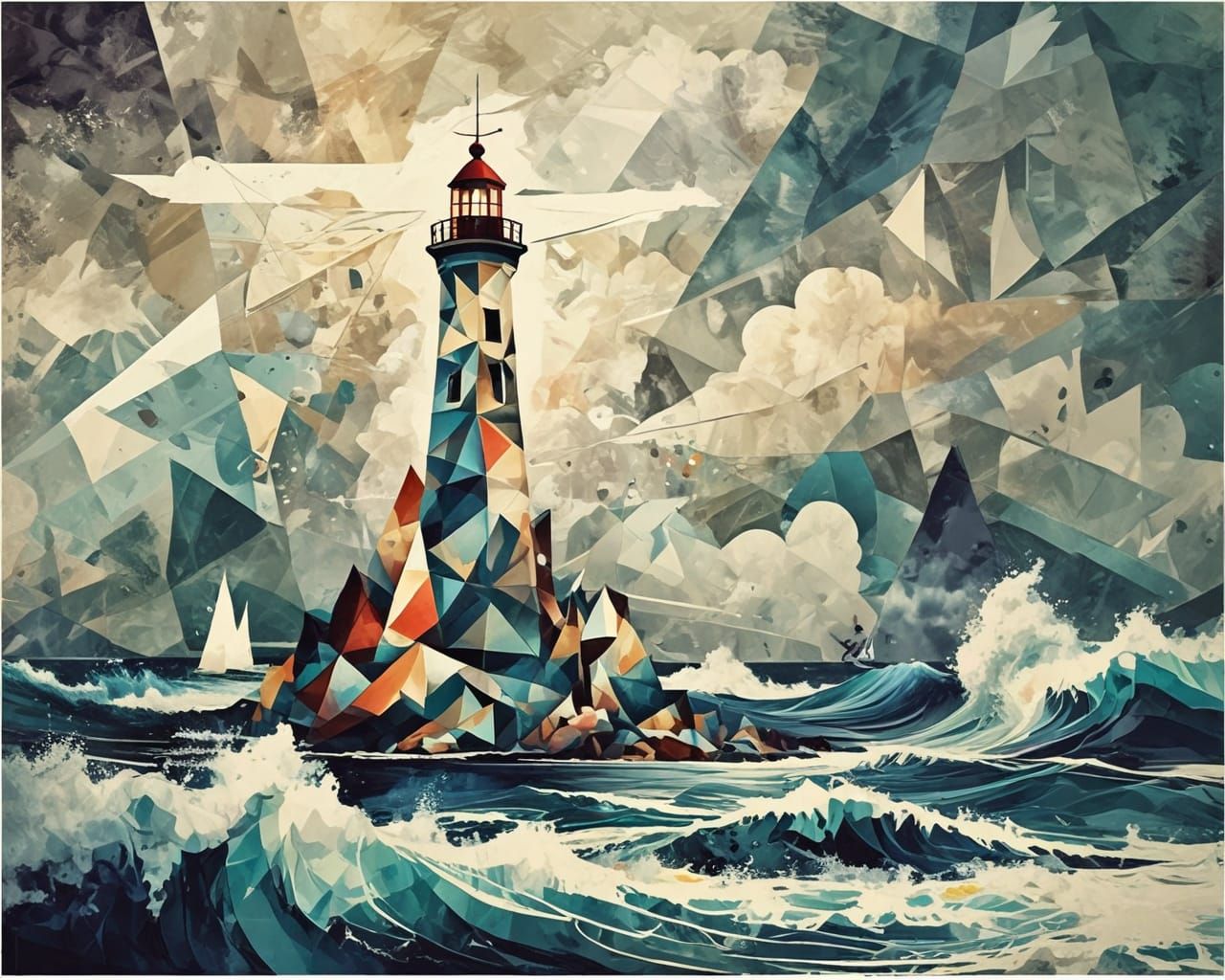 Lighthouse. Abstract scene.