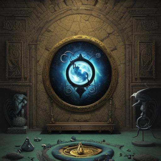 Witch Summons Spirits: Surreal Alchemy Art