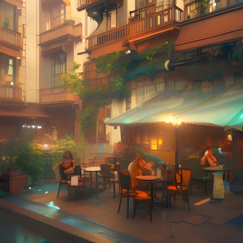 Cute cafe. Morning