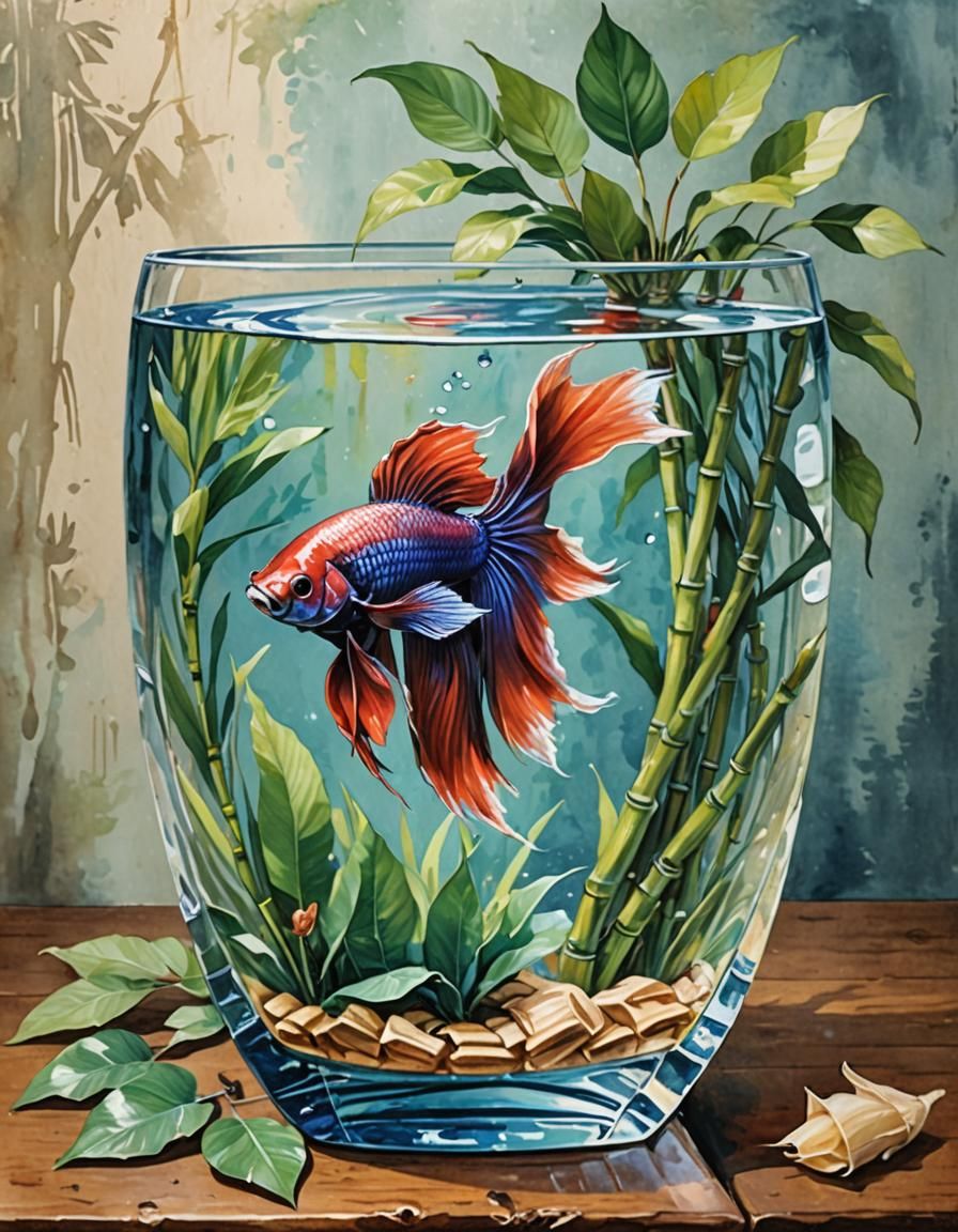 Betta and bamboo  by @Alison Kimber