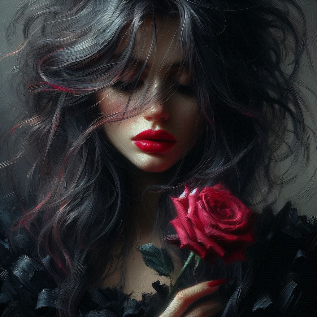 Brown lady with rose 1