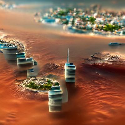Futuristic oceanic cities on Mars 8k resolution