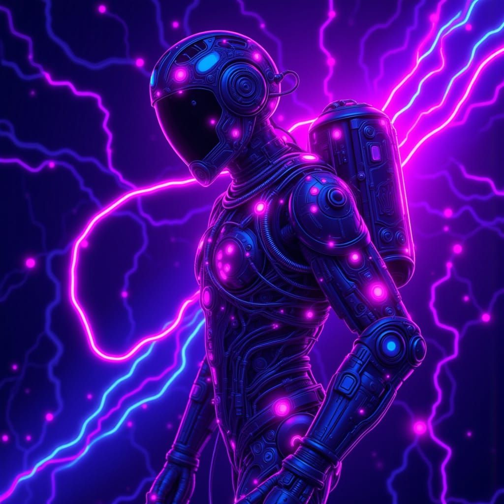 <lora:Zentek:1.0> A Spaceman flying around wearing a jetpack, zentek purple