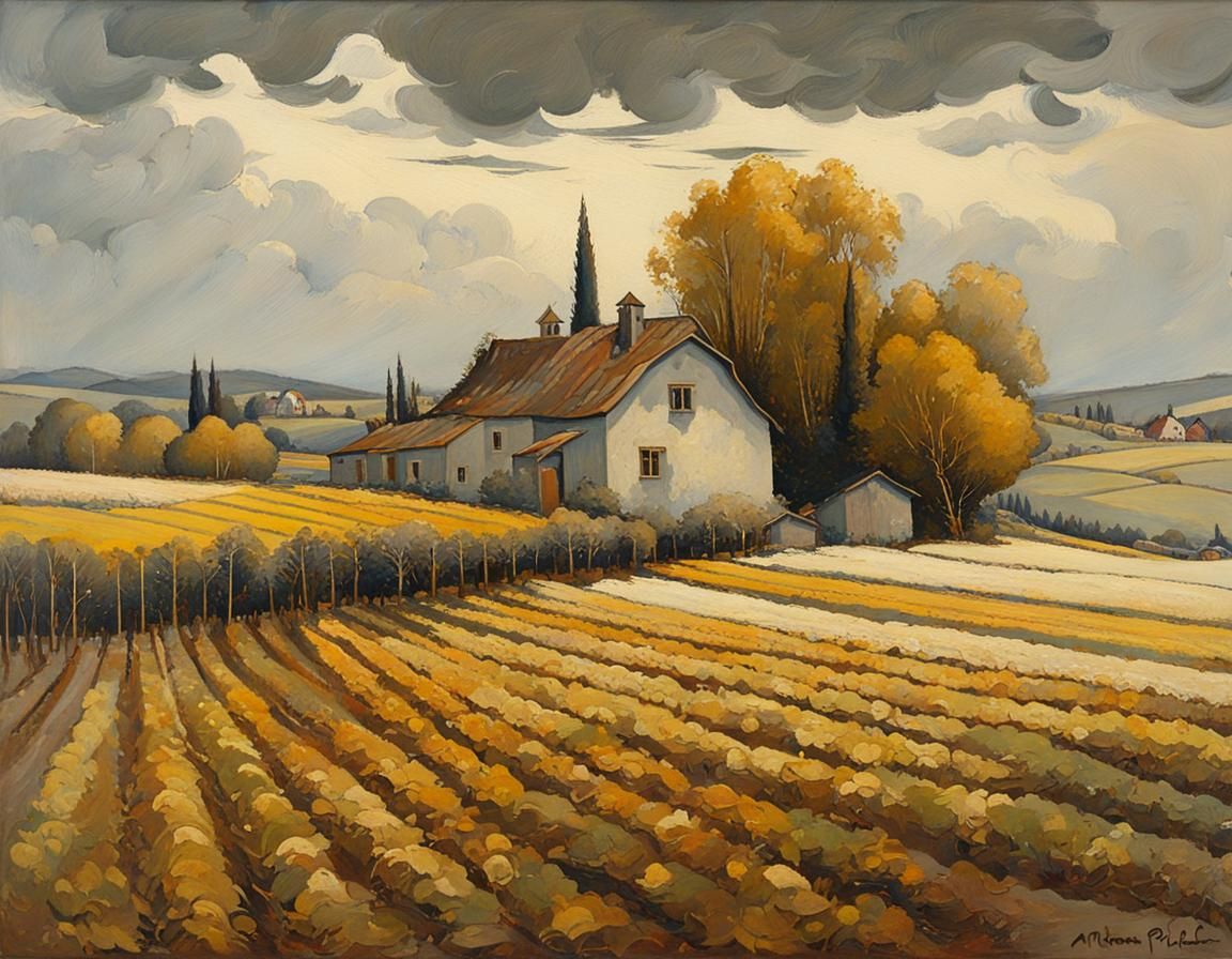 In autumn, the harvest had already entered the barns and the...