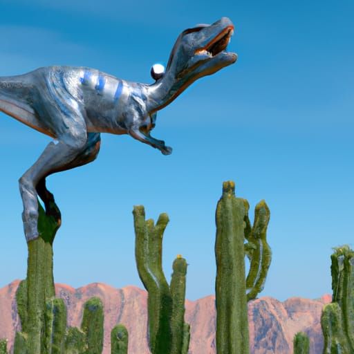 Realistic T-Rex Chrome Dino Game dinosaur jumping over a cactus - AI  Generated Artwork - NightCafe Creator