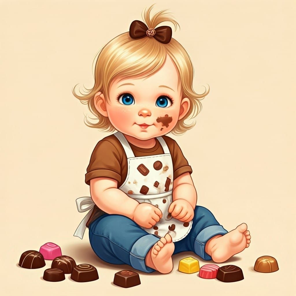 Charming Chocolate-Themed Portrait of a Little Girl