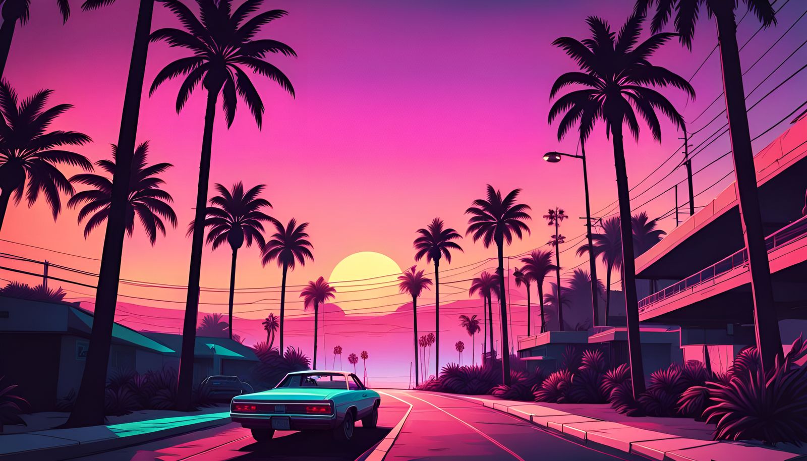 GTA vice city sunset - AI Generated Artwork - NightCafe Creator