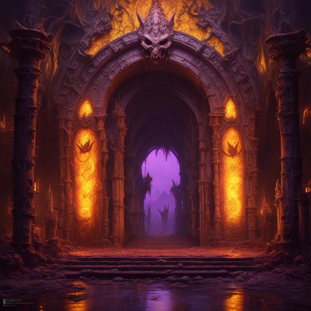 The entrance to Hell a masterpiece, 8k resolution, dark fant...