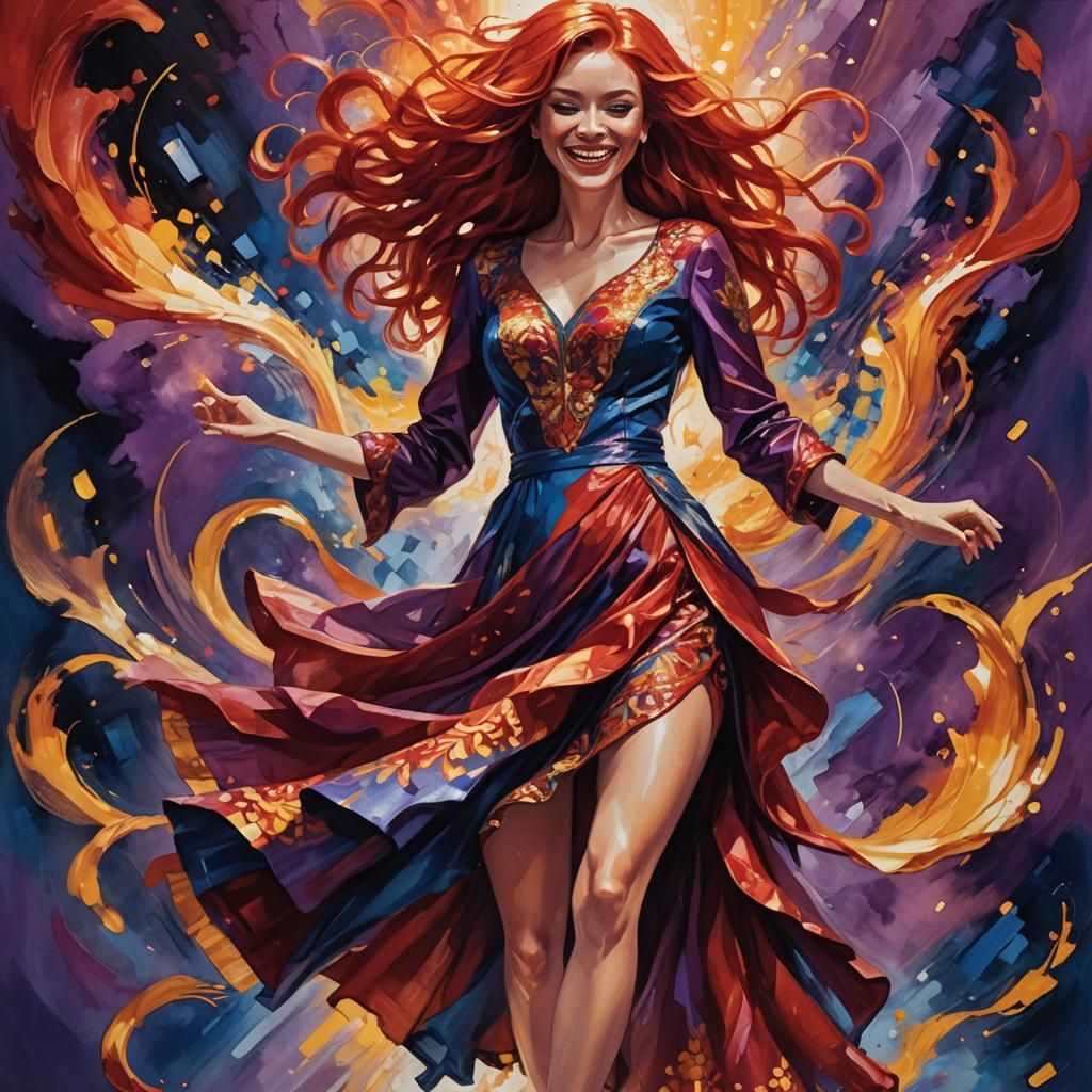 Radiant Redhead in Fantasy Matte Painting Style