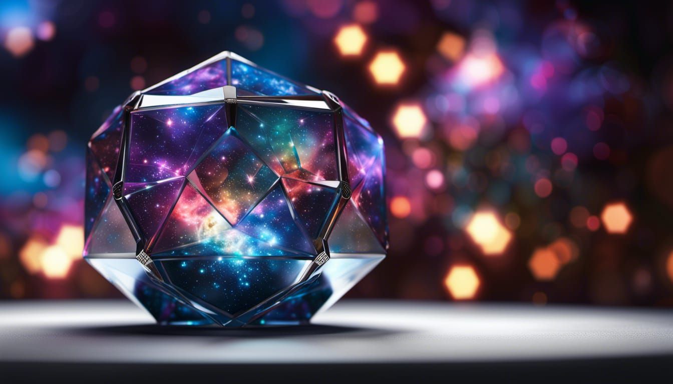 Glass Deltoidal Icositetrahedron With Supernovae - Ai Generated Artwork 