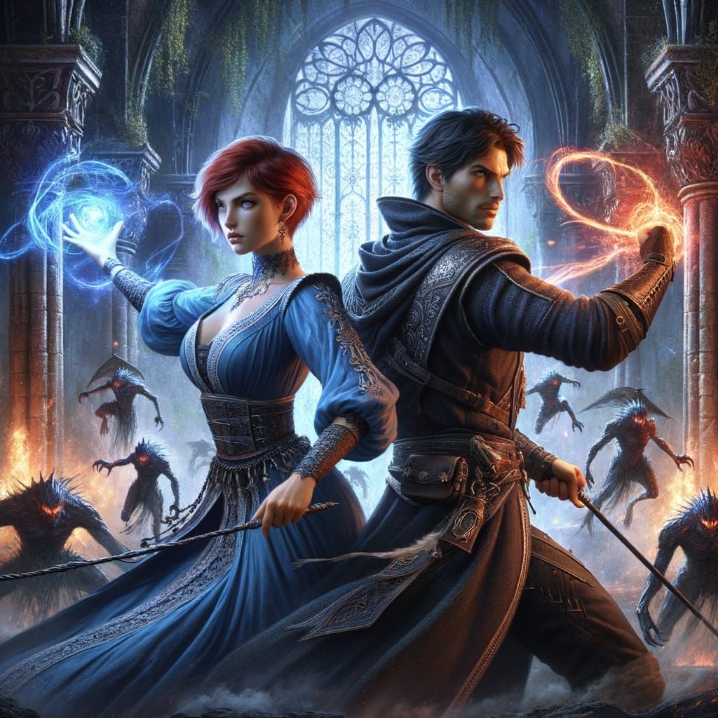 Trevor & Sypha Battling Night Creatures Back to Back