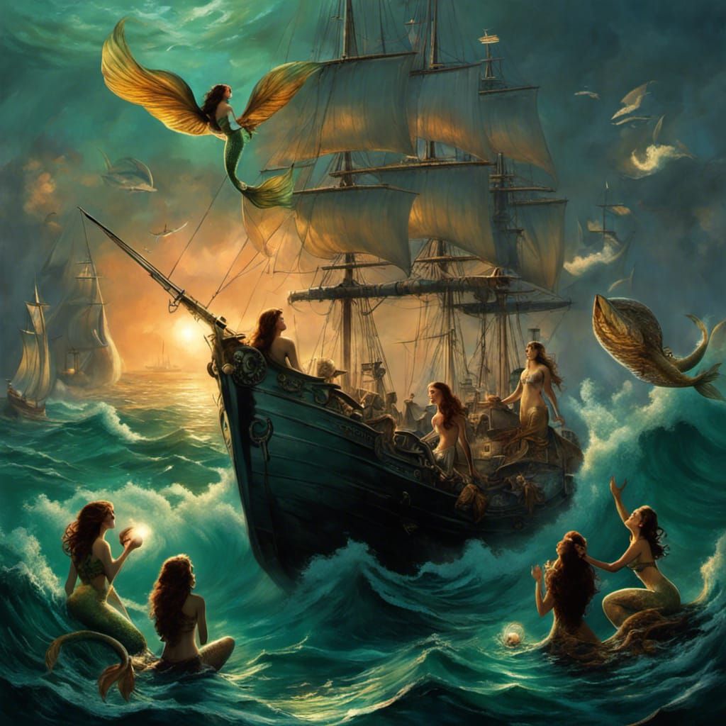 mermaids singing a ships crew to their doom   false