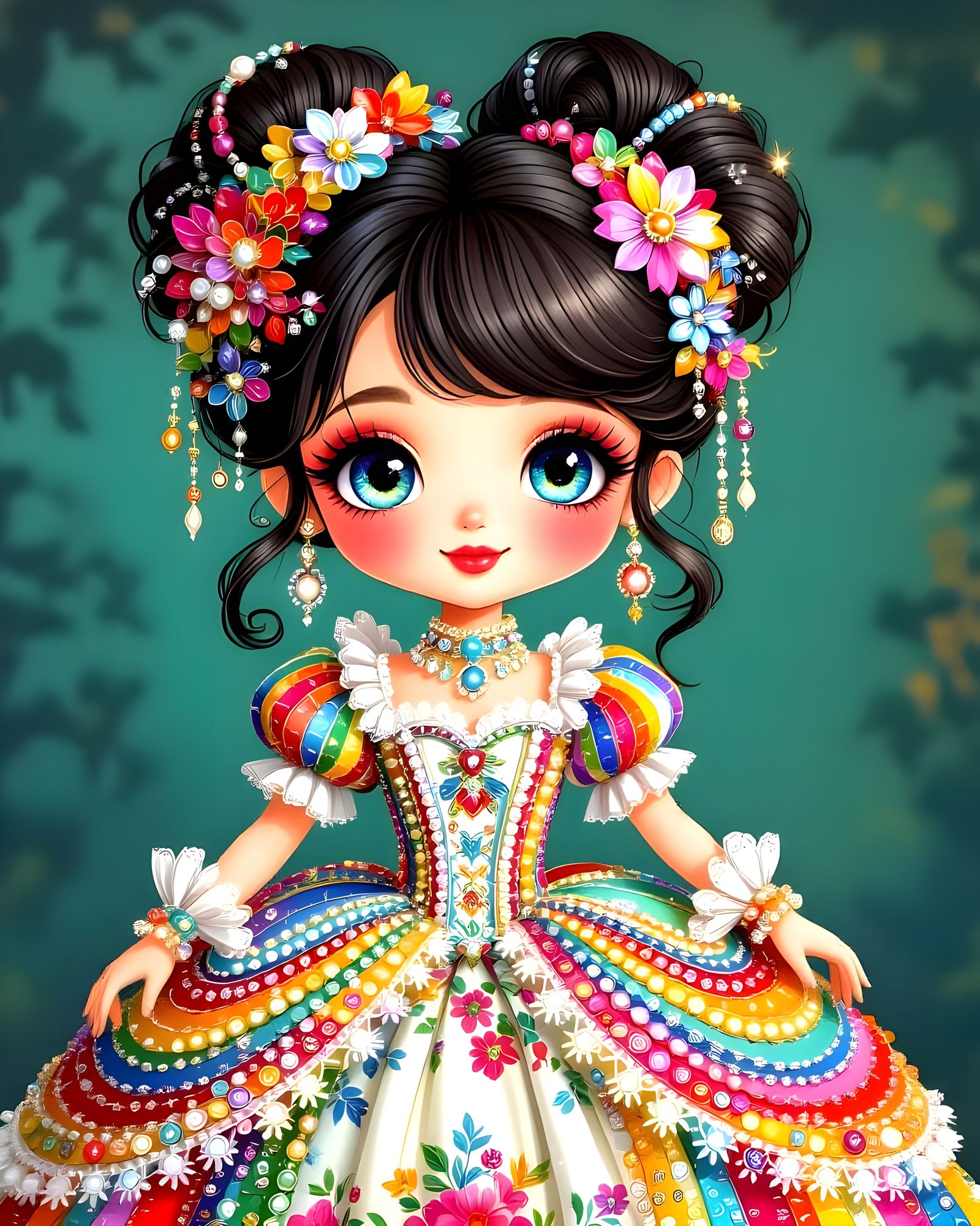 Colorful Chibi Girl  by @Gary Murakami