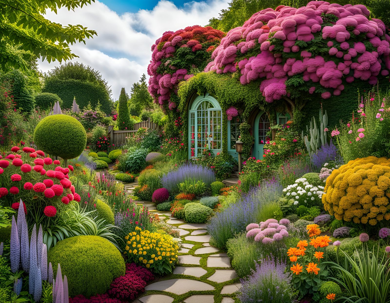 Maximalist cottage garden  by @tsahel