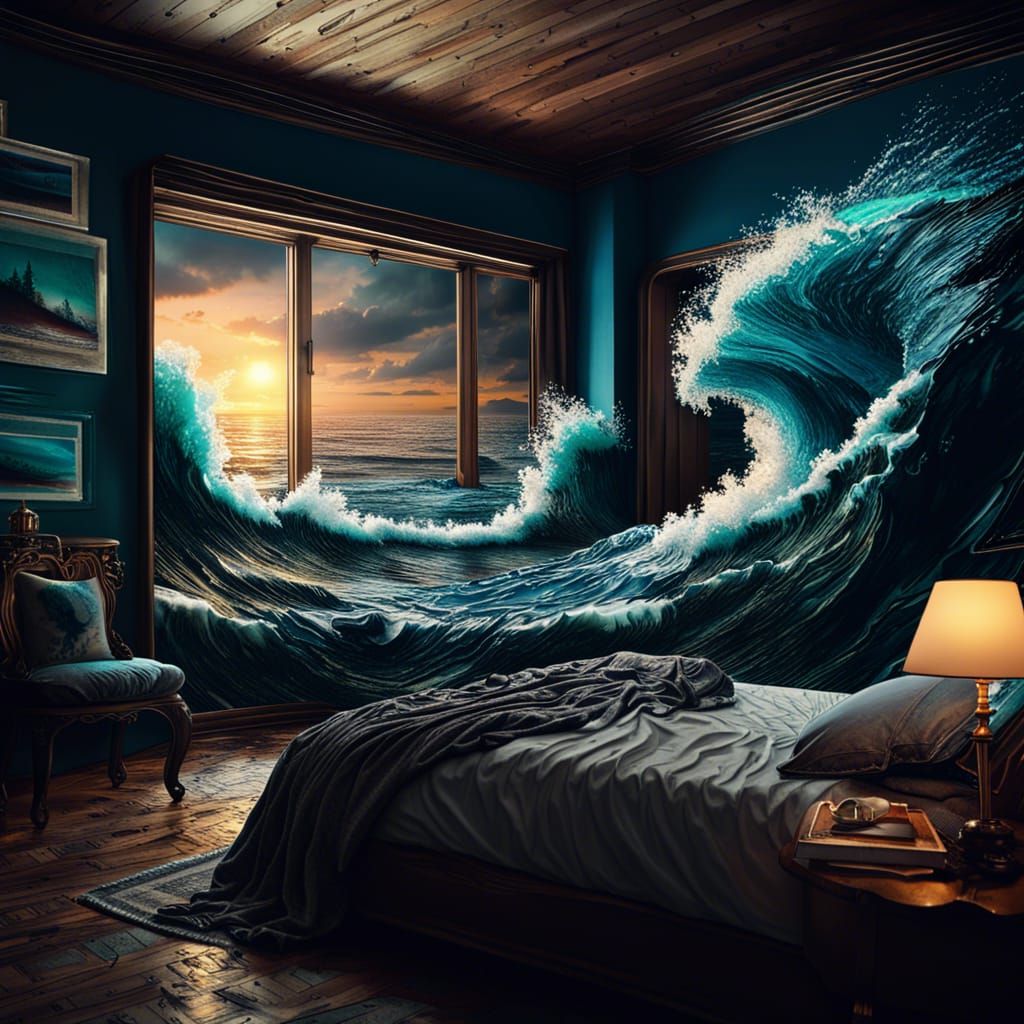 Bedroom melting into ocean 