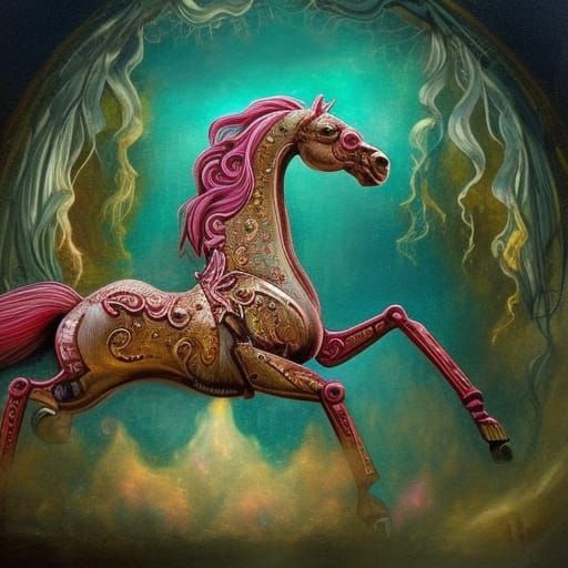 Mystical Victorian Carousel Horse Acrylic Art