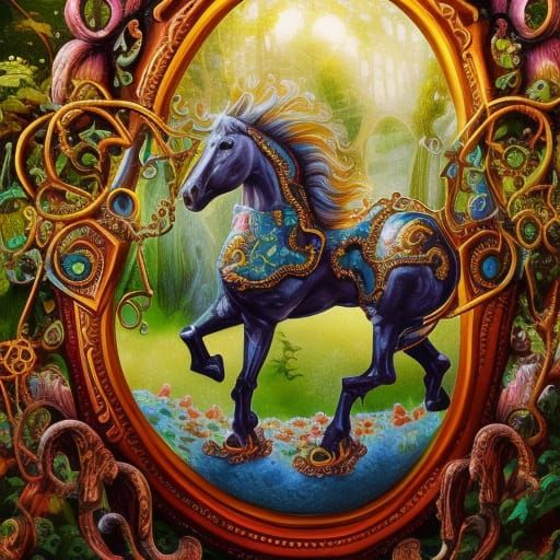 Mystical Victorian Carousel Horse Concept Art