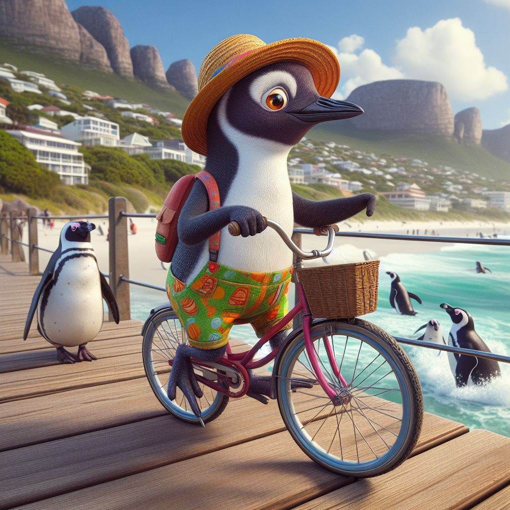 African Jackass Penguin cycling in Cape Town