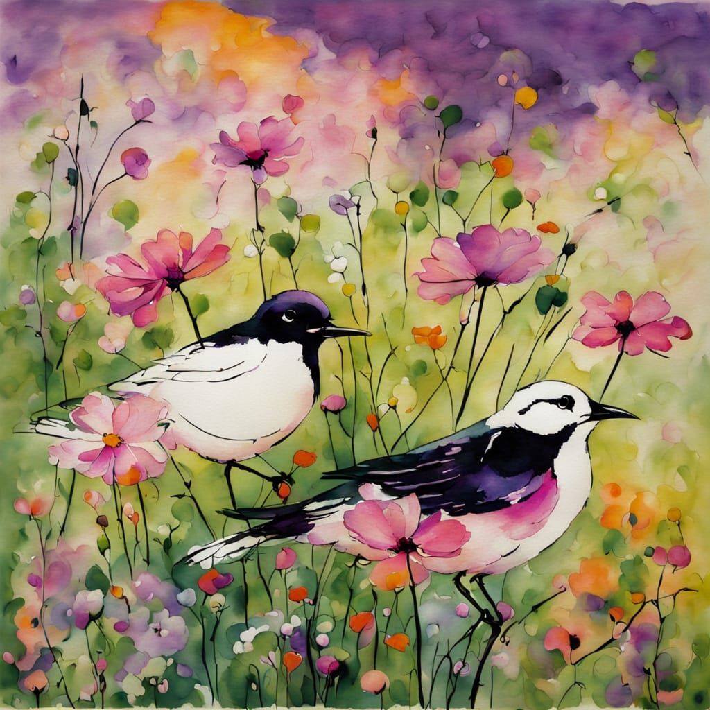 Abstract Flower Meadow Painting in Expressionist Style