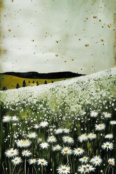 "sad girl in a field of daisies!!!"